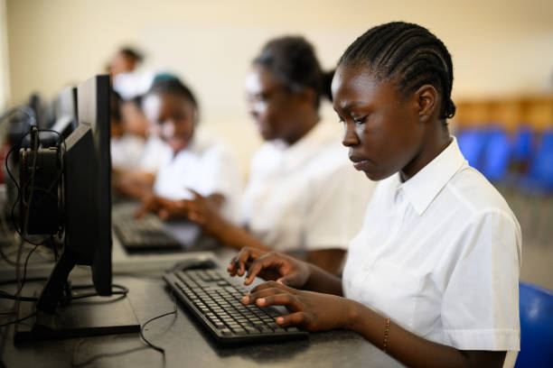 Learner focused on a computer lab task